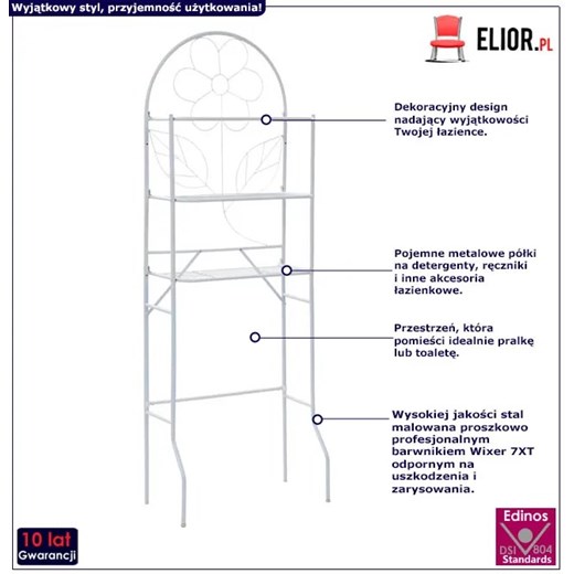 Biały dekoracyjny regał do łazienki - Lira Elior One Size Edinos.pl
