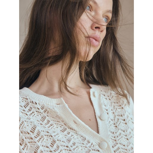 Reserved - Crochetowy sweter - złamana biel Reserved S Reserved