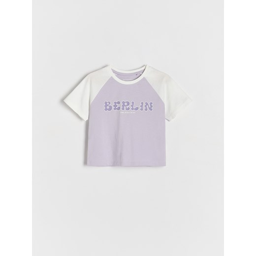 Reserved - Bawełniany t-shirt z aplikacją - lawendowy Reserved 86 (12-18 m.) Reserved