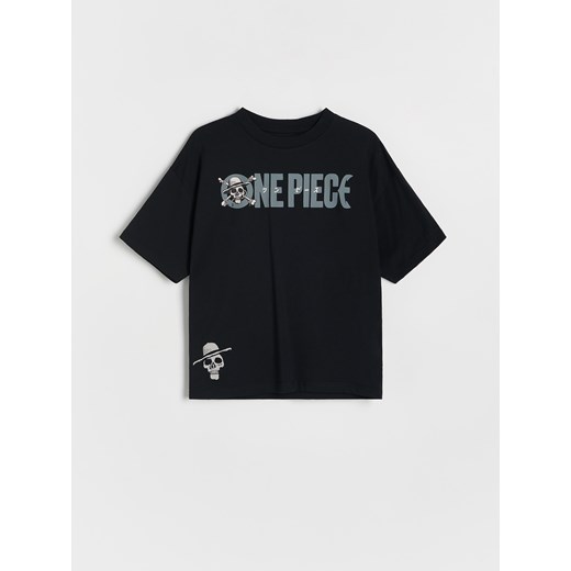 Reserved - T-shirt oversize One Piece - czarny Reserved 134/140 (8-9 lat) Reserved