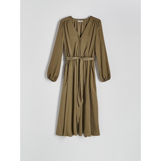 Reserved - Sukienka midi - oliwkowy Reserved L Reserved