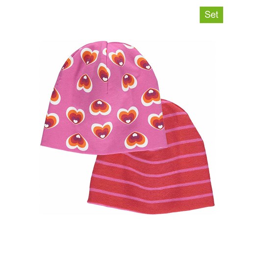 Fred´s World by GREEN COTTON Czapki beanie (2 szt.) &quot;Heart&quot; w kolorze czerwono-różowym ze sklepu Limango Polska w kategorii Czapki dziecięce - zdjęcie 174870896