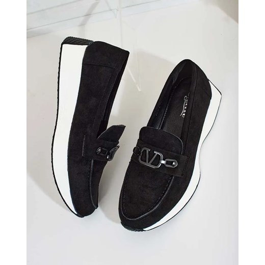 Mokasyny Royalfashion.pl czarne casualowe bez zapięcia