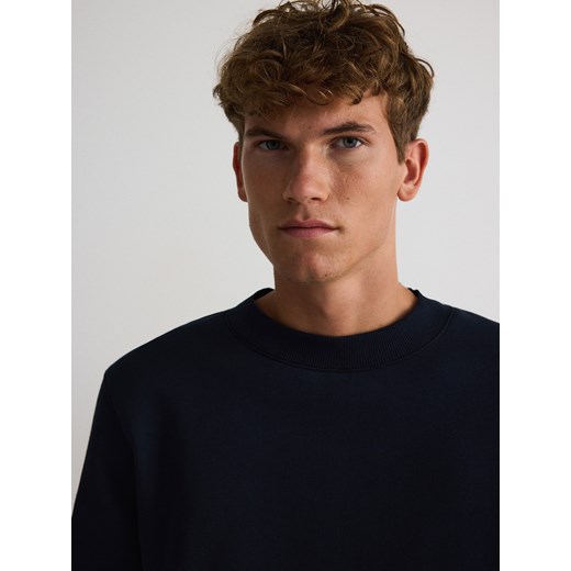Reserved - Gładka bluza z bawełną - granatowy Reserved XL Reserved