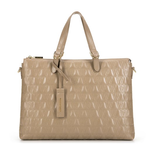 Damska torba na laptopa 14'' w geometryczny wzór beżowa ze sklepu WITTCHEN w kategorii Torby na laptopa - zdjęcie 174877785