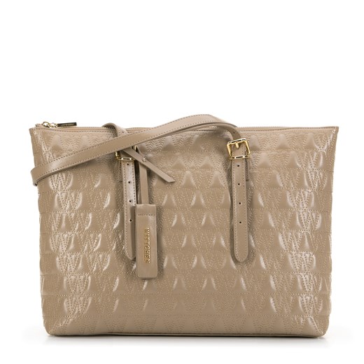 Damska shopperka skórzana w logo beżowa ze sklepu WITTCHEN w kategorii Torby Shopper bag - zdjęcie 174877805