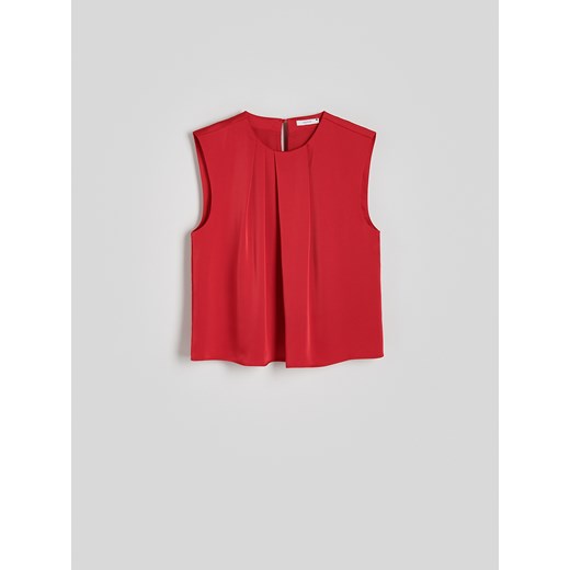 Reserved - Bluzka z ozdobnymi plisami - czerwony Reserved XL Reserved