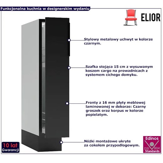 Dolna szafka kuchenna cargo 15 cm - Carbon 3X Elior One Size Edinos.pl okazja