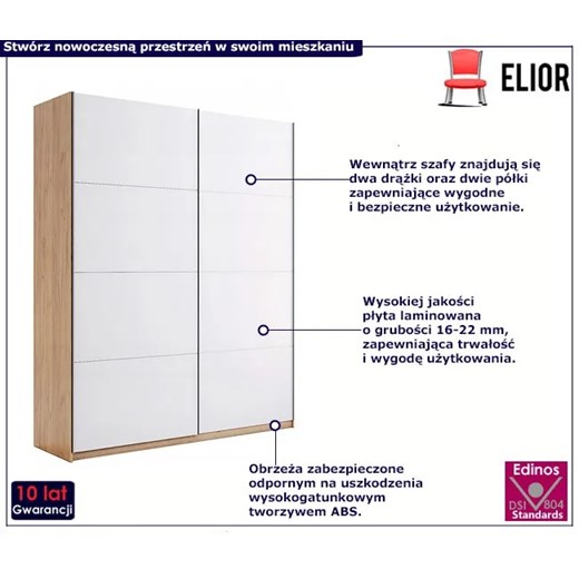 Nowoczesna szafa przesuwna dąb craft + biały - Azarox 24X Elior One Size Edinos.pl