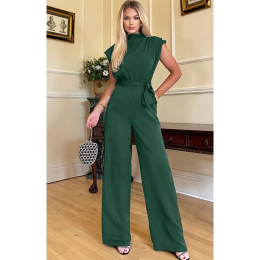 Zielony kombinezon z szerokimi nogawkami i wiązaniem w talii PA575, Kolor M Primodo wyprzedaż