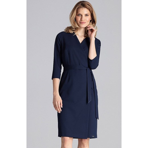 Sukienka damska elegancka granatowa M654, Kolor granatowy, Rozmiar M, Figl M Primodo