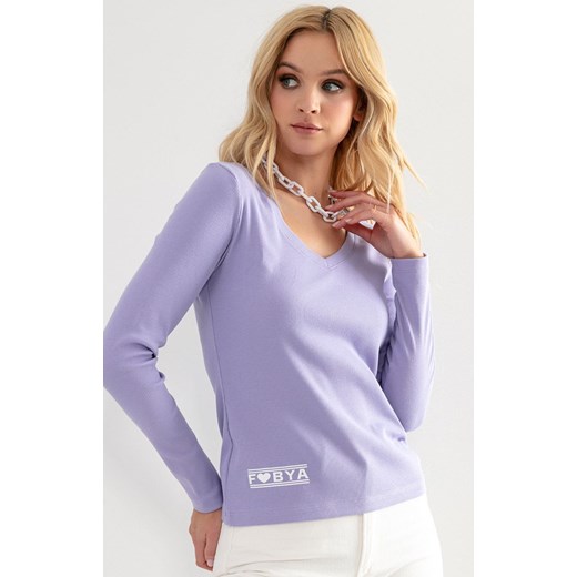 F1182 longsleeve bluzka, Kolor lawendowy, Rozmiar M, Fobya Fobya XL Primodo