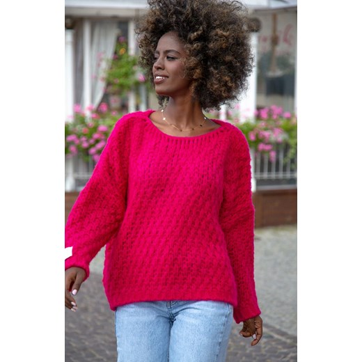Sweter oversize w kolorze różowym F1499, Kolor różowy, Rozmiar L/XL, Fobya Fobya 2XS/XS Primodo