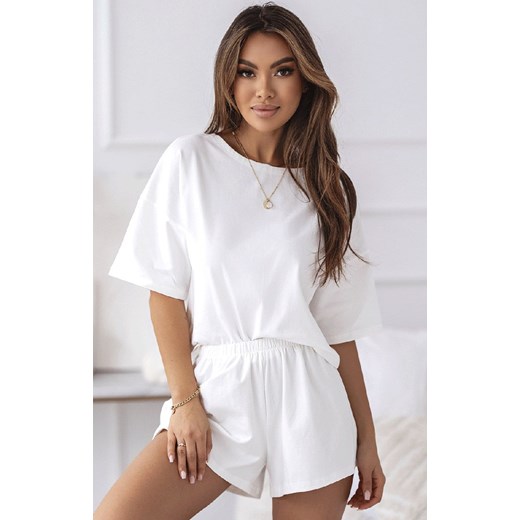 Bawełniana piżamka damska śmietankowa Call PK18, Kolor śmietankowy, Rozmiar L, Ivon XS Primodo