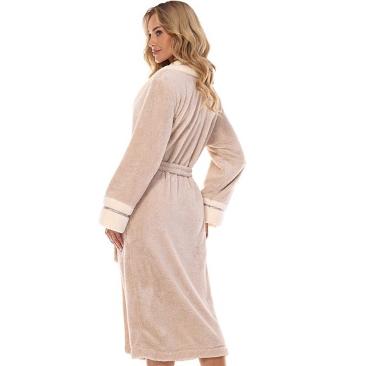 Długi szlafrok damski beżowy 2409 Madame, Kolor beżowy, Rozmiar M, L&amp;L XL wyprzedaż Primodo