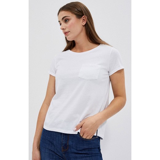 Bawełniany t-shirt z kieszonką w kolorze białym 4050, Kolor biały, Rozmiar XL, XL Primodo