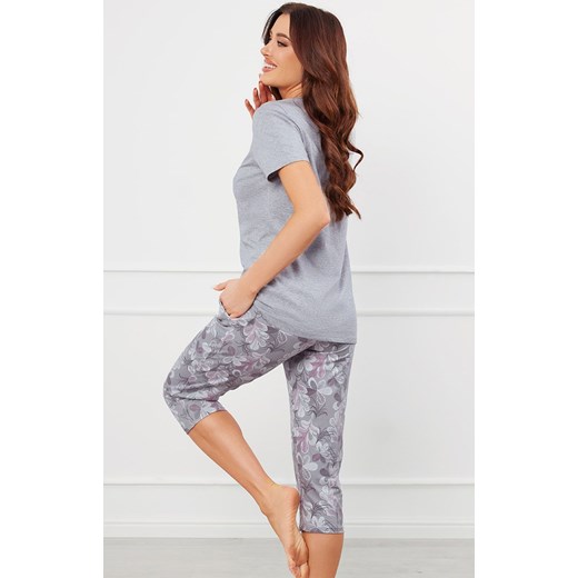 Piżama damska szara na krótki rękaw i 3/4 spodnie Ibena, Kolor szary melanż-wzór, Rozmiar S, Italian Fashion ze sklepu Intymna w kategorii Piżamy damskie - zdjęcie 174915015