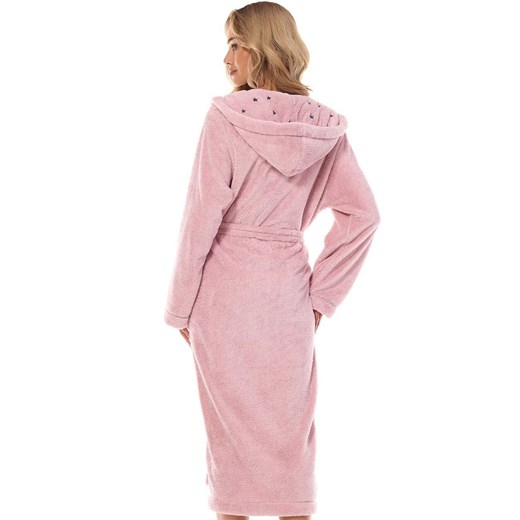 Szlafrok damski z kapturem różowy 2412 Night, Kolor różowy, Rozmiar XL, L&amp;L ze sklepu Intymna w kategorii Szlafroki damskie - zdjęcie 174915246