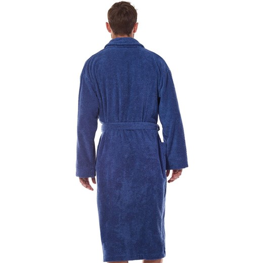 Długi szlafrok męski granatowy 2450, Kolor granatowy, Rozmiar 2XL, L&amp;L ze sklepu Intymna w kategorii Szlafroki damskie - zdjęcie 174915255