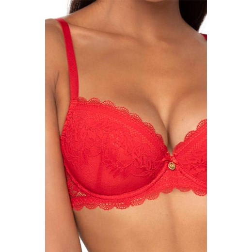 Biustonosz push-up czerwony Estelle M-0198/11/1, Kolor czerwony, Rozmiar 80E, Mat ze sklepu Intymna w kategorii Biustonosze - zdjęcie 174915297