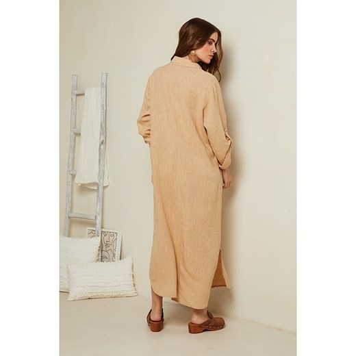 Rodier Lin Lniana sukienka w kolorze beżowym Rodier Lin M/L Limango Polska promocja