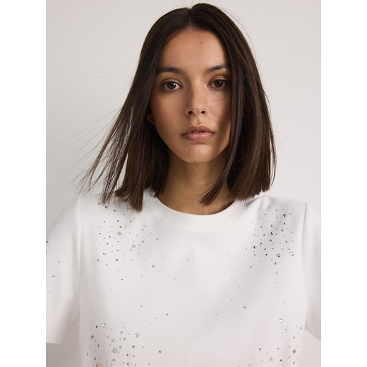 Bluzka damska Reserved bawełniana z krótkim rękawem z okrągłym dekoltem 