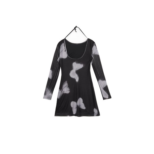 Cropp - Sukienka mini z siateczkowymi panelami - czarny Cropp XL Cropp