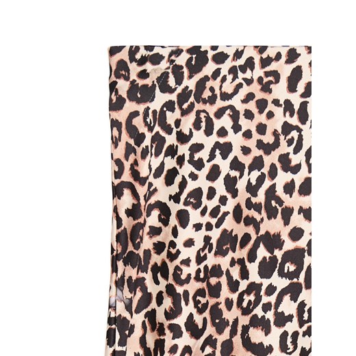 Cropp - Satynowa spódnica w panterkę - beżowy Cropp XS Cropp