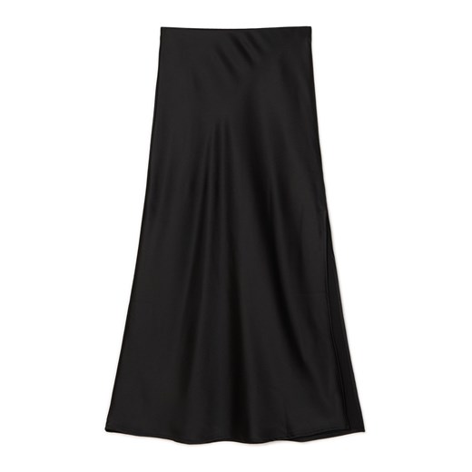 Cropp - Czarna satynowa spódnica - czarny Cropp S Cropp