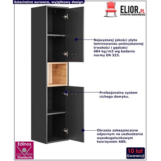 Wiszący słupek łazienkowy w stylu industrialnym - Ketris 2X Elior One Size Edinos.pl