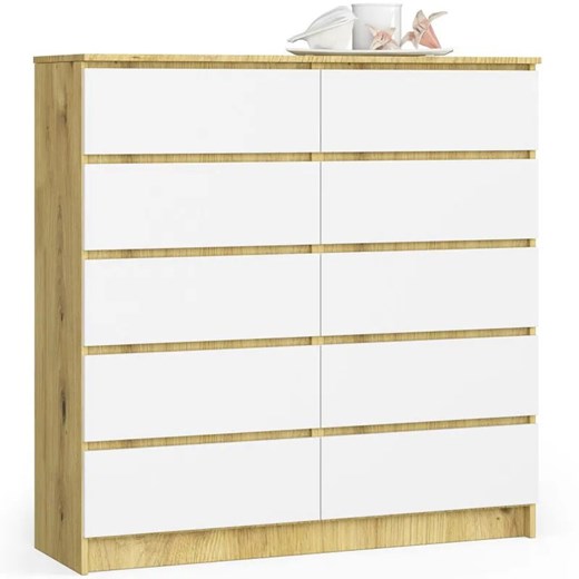 Skandynawska komoda dąb artisan + biały B7-R57 ze sklepu Edinos.pl w kategorii Komody - zdjęcie 174929087