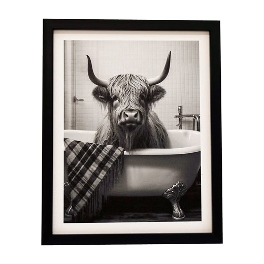 SiL Interiors Druk artystyczny &quot;Cow bath&quot; w kolorze czarno-białym w Sil Interiors onesize promocja Limango Polska