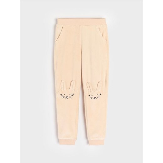 Sinsay - Spodnie z aplikacją - beżowy Sinsay 128 Sinsay