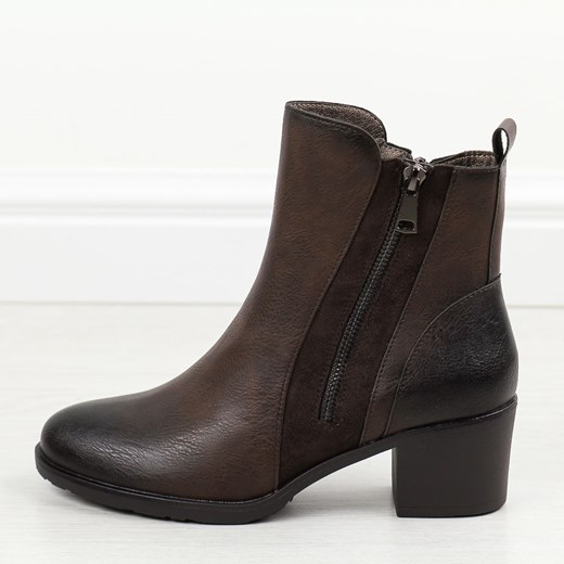 Botki Daszyński eleganckie na zamek na obcasie 