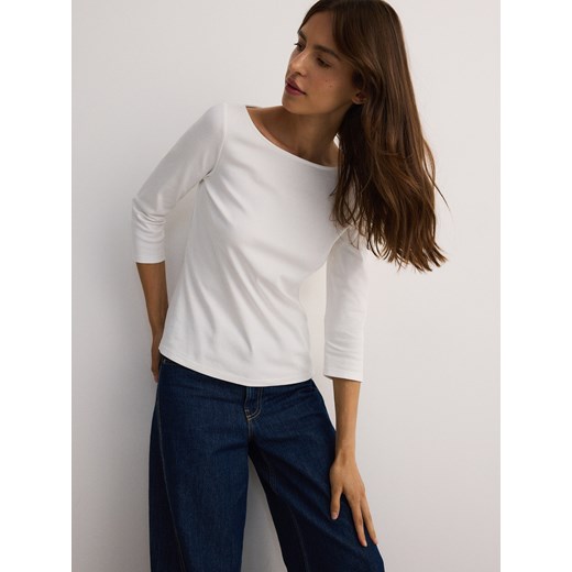 Reserved - Bluzka z bawełny - złamana biel Reserved M Reserved