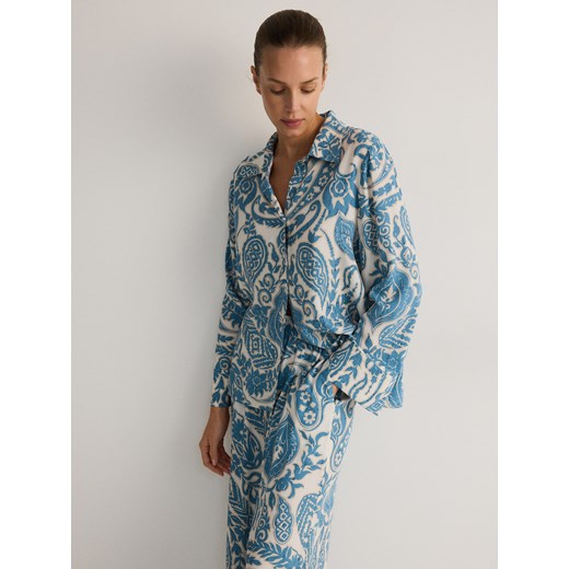 Reserved - Wzorzyste spodnie z wiskozy - jasnoniebieski Reserved M Reserved