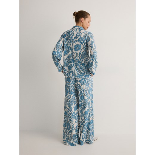 Reserved - Wzorzyste spodnie z wiskozy - jasnoniebieski Reserved M Reserved