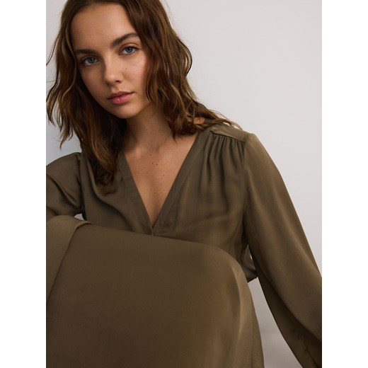 Reserved - Sukienka midi - oliwkowy Reserved XS Reserved