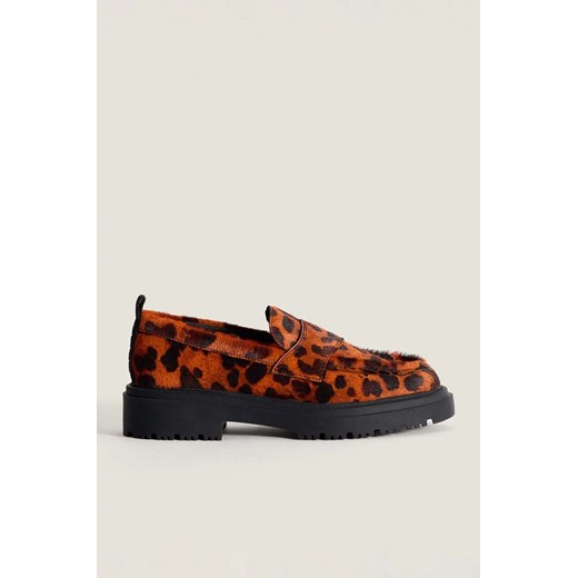 Hoff mokasyny skórzane LEOPARD NARANJA damskie kolor pomarańczowy na płaskim obcasie 22428001 SCHOOL ze sklepu ANSWEAR.com w kategorii Mokasyny damskie - zdjęcie 174943895