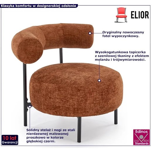 Cynamonowy designerski fotel wypoczynkowy - Baxter Elior One Size Edinos.pl