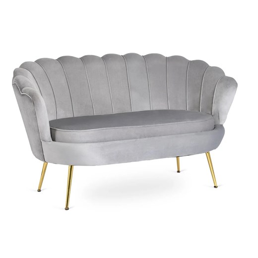Szara welurowa sofa muszelka glamour - Deos ze sklepu Edinos.pl w kategorii Sofy i kanapy - zdjęcie 174944707