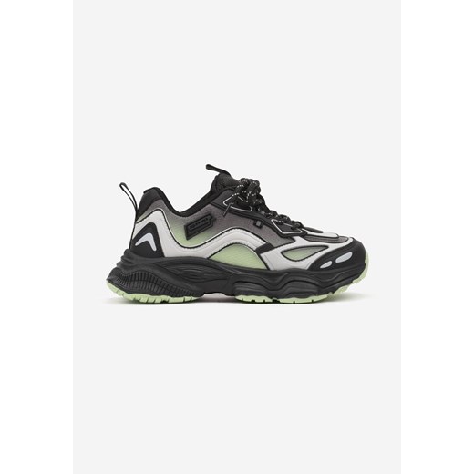 Czarno-Zielone Buty Sportowe Sneakersy na Grubej Piankowej Podeszwie Alionora ze sklepu born2be.pl w kategorii Buty sportowe dziecięce - zdjęcie 174947655