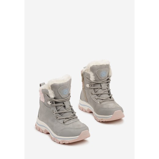 Buty zimowe dziecięce Born2be jeansowe sznurowane 