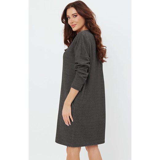 Tunika damska z długi rękaw ciemno szara Avira, Kolor ciemny szary, Rozmiar S, Italian Fashion ze sklepu Intymna w kategorii Koszule nocne - zdjęcie 174951826