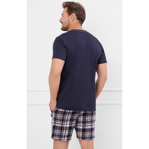Piżama męska z krótkim rękawem i krótkimi spodniami Edwin, Kolor granatowy-wzór, Rozmiar M, Italian Fashion ze sklepu Intymna w kategorii Piżamy męskie - zdjęcie 174951836