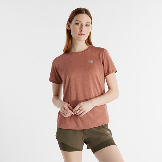 Koszulka damska New Balance WT41253SWA – brązowa ze sklepu New Balance Poland w kategorii Bluzki damskie - zdjęcie 174953898
