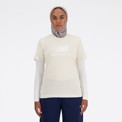 Koszulka damska New Balance WT41502LIN – beżowa ze sklepu New Balance Poland w kategorii Bluzki damskie - zdjęcie 174953905