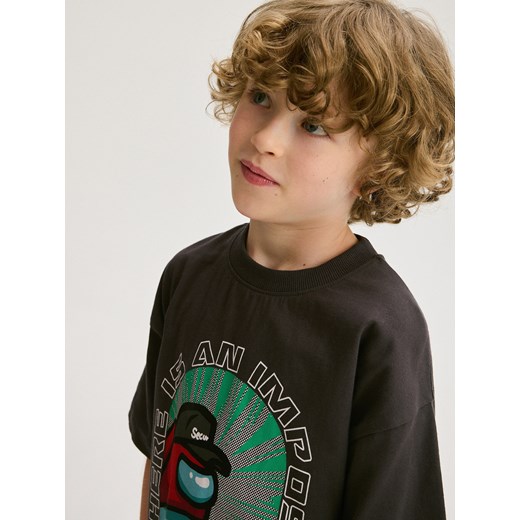 Reserved - T-shirt oversize Among Us - ciemnoszary Reserved 122 (6-7 lat) Reserved