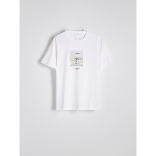 Reserved - T-shirt regular z nadrukiem - biały ze sklepu Reserved w kategorii T-shirty męskie - zdjęcie 174958339