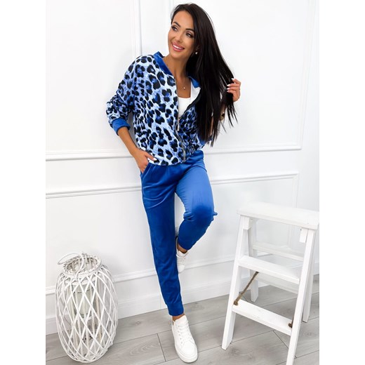 Kobaltowy Welurowy Komplet Bluza + Spodnie Modnakiecka.pl 44 ModnaKiecka.pl